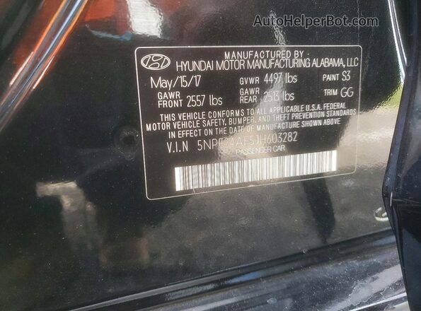 5NPE24AF5JH603282 2018 HYUNDAI SONATA Черный Вид подкапотного пространства