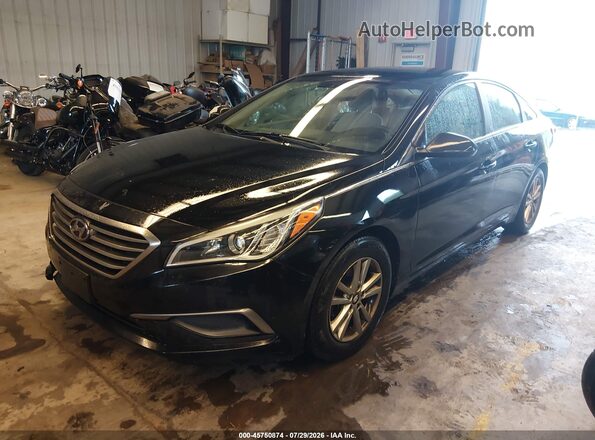 5NPE24AF6GH305915 2016 HYUNDAI SONATA Black Առջևի ձախ երեք քառորդ տեսարան