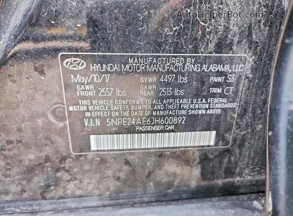 5NPE24AF6JH600892 2018 HYUNDAI SONATA Black Widok komory silnika
