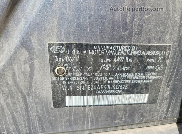 5NPE24AF6JH612623 2018 HYUNDAI SONATA Gray ძრავის განყოფილების ხედი