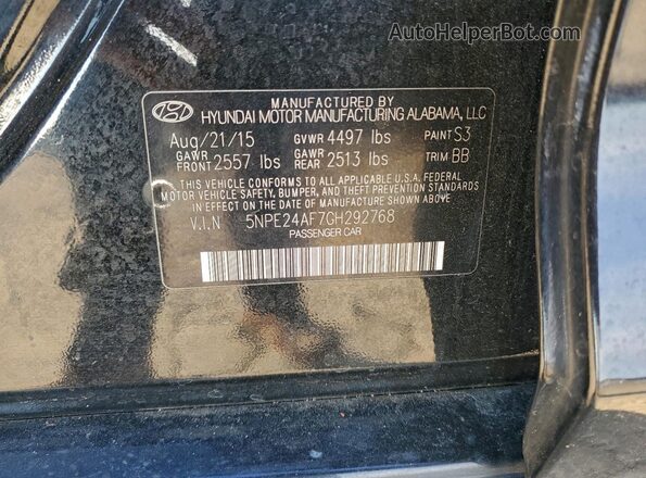 5NPE24AF7GH292768 2016 HYUNDAI SONATA Black VIN sticker view