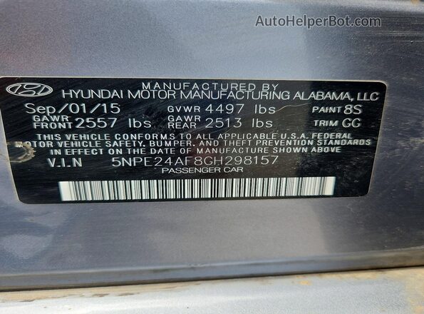 5NPE24AF8GH298157 2016 HYUNDAI SONATA Silver Շարժիչի բաժամունքի տեսք