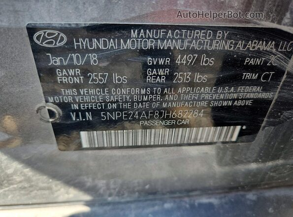 5NPE24AF8JH682284 2018 HYUNDAI SONATA Gray Widok komory silnika