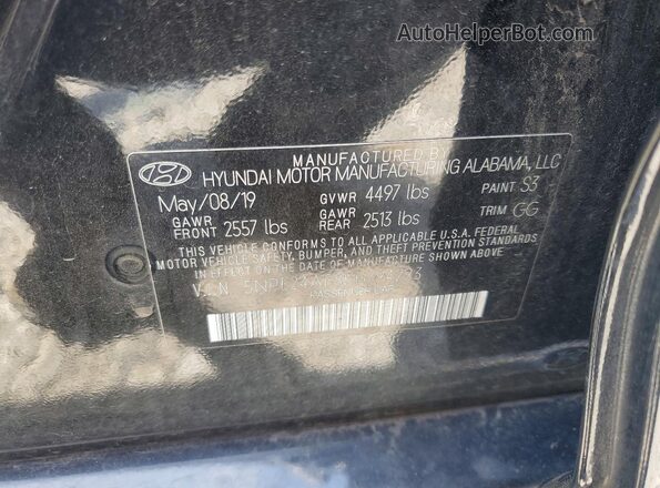 5NPE24AF8KH794293 2019 HYUNDAI SONATA Black ძრავის განყოფილების ხედი