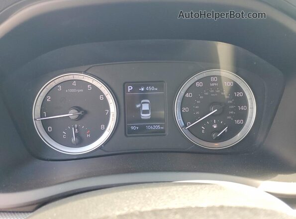 5NPE24AF8KH794293 2019 HYUNDAI SONATA Black ხელსაწყოთა პანელის ხედი