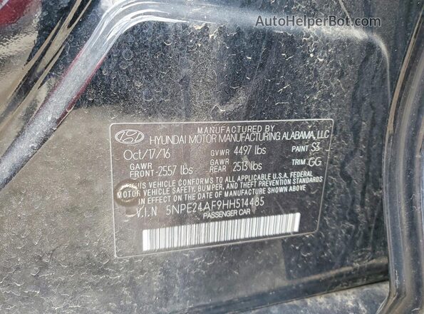 5NPE24AF9HH514485 2017 HYUNDAI SONATA Black Widok komory silnika