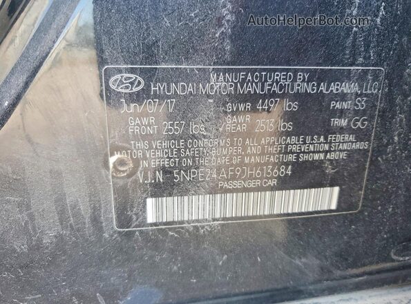 5NPE24AF9JH613684 2018 HYUNDAI SONATA Black ძრავის განყოფილების ხედი