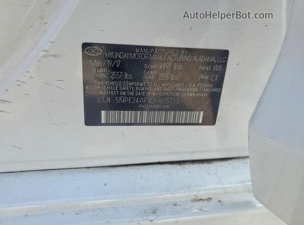 5NPE24AFXJH605755 2018 HYUNDAI SONATA White Вид підкапотного простору