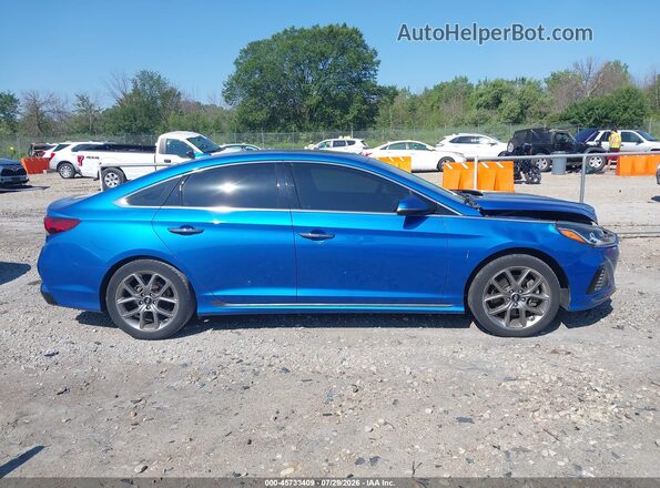 5NPE34AB2JH637349 2018 HYUNDAI SONATA Blue უკანა სალონის ხედი