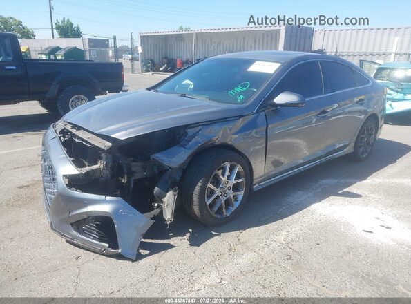 5NPE34AB4JH662057 2018 HYUNDAI SONATA Gray Front left