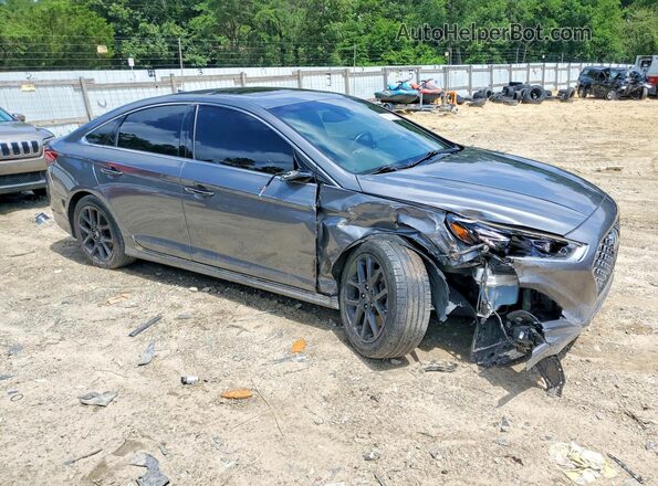 5NPE34AB6JH667809 2018 HYUNDAI SONATA Серый Передняя правая четверть