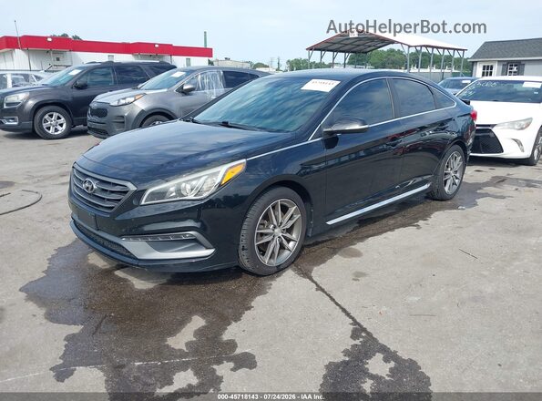 5NPE34AB7HH558981 2017 HYUNDAI SONATA Black წინა მარცხენა ხედი სამი მეოთხედიდან