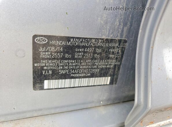 5NPE34AF0FH032899 2017 HYUNDAI SONATA Silver Vista del compartimento del motor