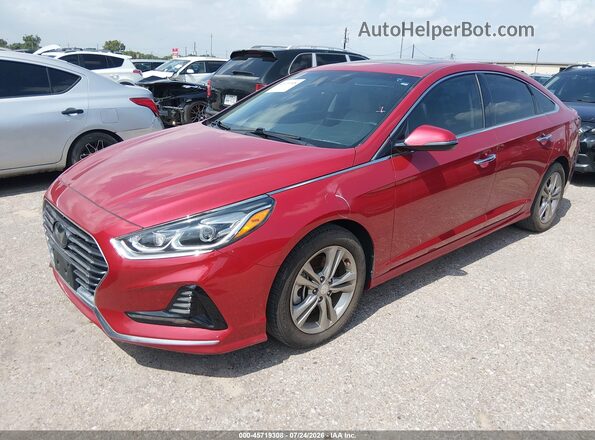 5NPE34AF0JH672524 2018 HYUNDAI SONATA Red წინა მარცხენა ხედი სამი მეოთხედიდან