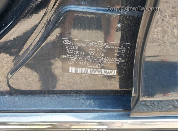 5NPE34AF0JH686309 2018 HYUNDAI SONATA Black ძრავის განყოფილების ხედი