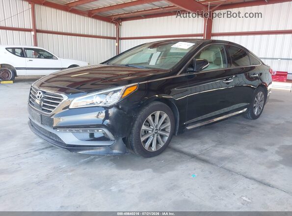 5NPE34AF1GH413436 2016 HYUNDAI SONATA Black Vista tres cuartos delantera izquierda