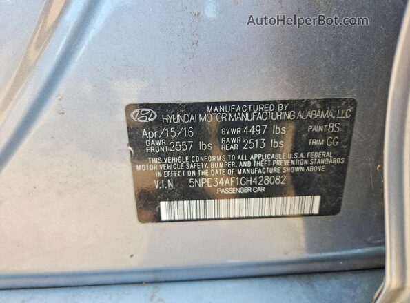 5NPE34AF1GH428082 2016 HYUNDAI SONATA Silver Widok komory silnika