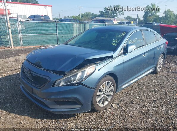 5NPE34AF1HH461620 2017 HYUNDAI SONATA Blue Առջևի ձախ երեք քառորդ տեսարան
