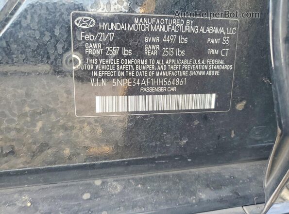 5NPE34AF1HH564861 2017 HYUNDAI SONATA Black Vista del compartimento del motor