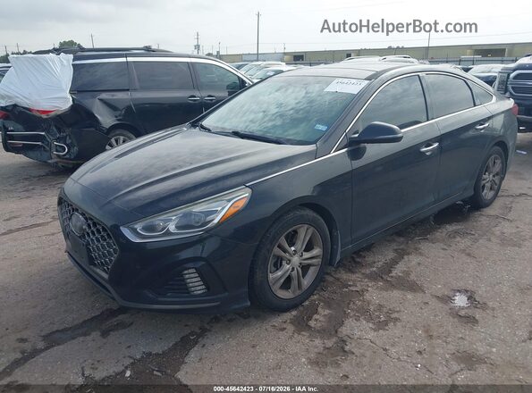 5NPE34AF1KH730285 2019 HYUNDAI SONATA Black Առջևի ձախ երեք քառորդ տեսարան