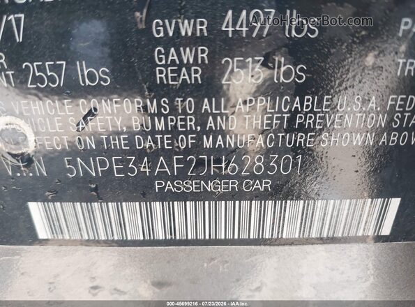 5NPE34AF2JH628301 2018 HYUNDAI SONATA Gray Вид підкапотного простору