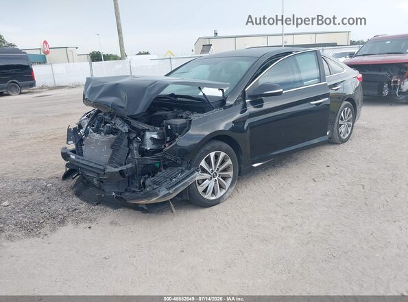 5NPE34AF3GH274281 2016 HYUNDAI SONATA Black წინა მარცხენა ხედი სამი მეოთხედიდან