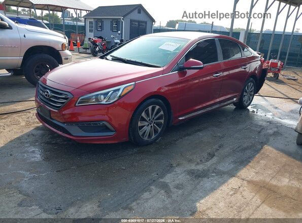 5NPE34AF3GH335399 2016 HYUNDAI SONATA Red Առջևի ձախ երեք քառորդ տեսարան