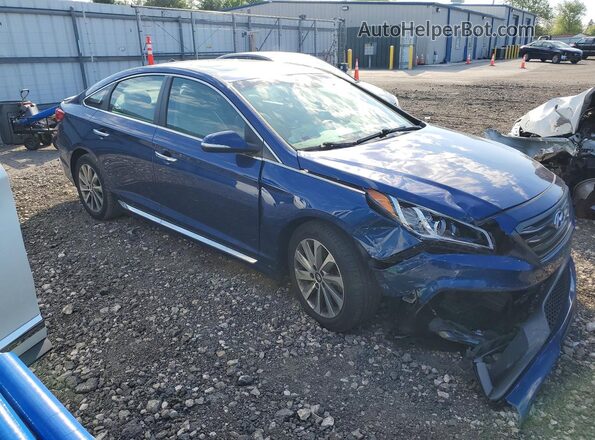 5NPE34AF3GH425622 2016 HYUNDAI SONATA Синий Передняя правая четверть