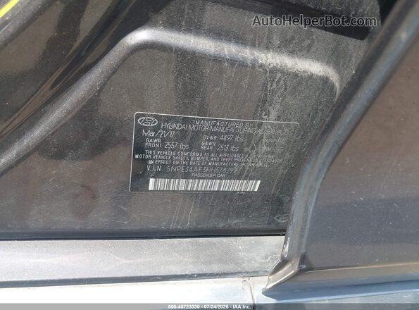 5NPE34AF3HH578292 2017 HYUNDAI SONATA Серый Вид подкапотного пространства