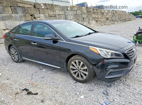 5NPE34AF4GH303058 2016 HYUNDAI SONATA Черный Передняя правая четверть