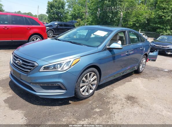 5NPE34AF4HH571030 2017 HYUNDAI SONATA Синий Передняя левая четверть