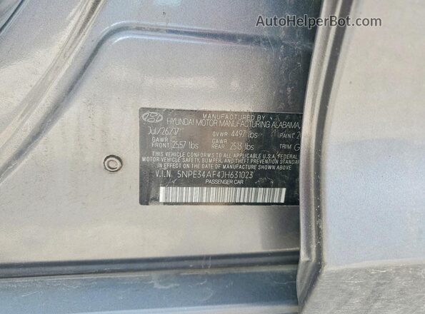 5NPE34AF4JH631023 2016 HYUNDAI SONATA Gray Widok komory silnika