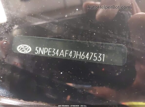 5NPE34AF4JH647531 2018 HYUNDAI SONATA Белый 