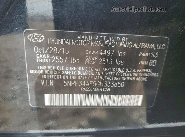 5NPE34AF5GH333850 2016 HYUNDAI SONATA Черный Вид подкапотного пространства