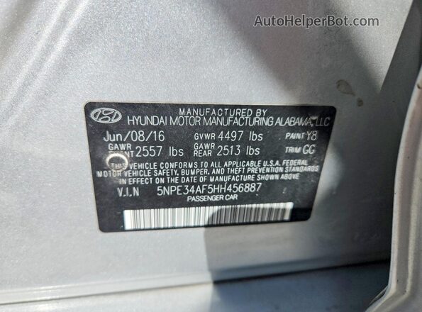 5NPE34AF5HH456887 2017 HYUNDAI SONATA Silver Widok komory silnika