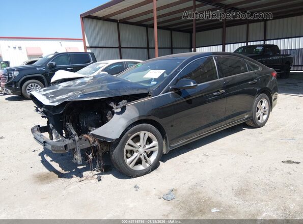 5NPE34AF5KH763662 2019 HYUNDAI SONATA Black Առջևի ձախ երեք քառորդ տեսարան