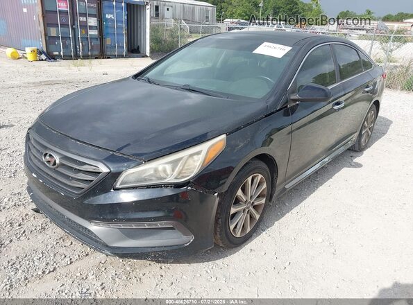 5NPE34AF6GH271861 2016 HYUNDAI SONATA Black წინა მარცხენა ხედი სამი მეოთხედიდან