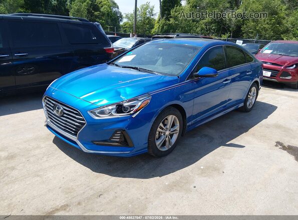 5NPE34AF6JH630715 2018 HYUNDAI SONATA Синий Передняя левая четверть