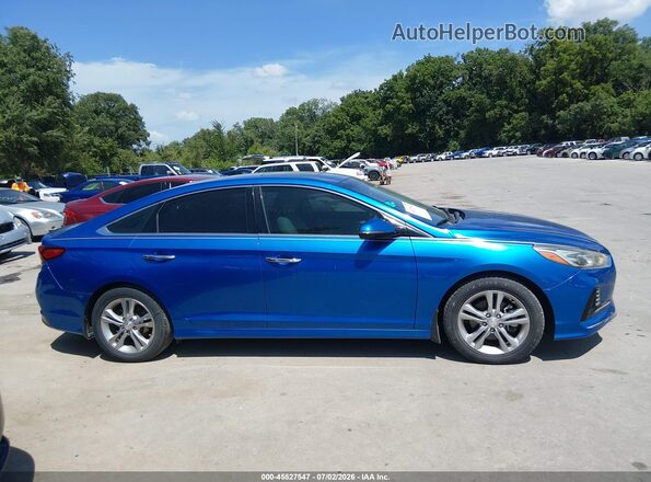 5NPE34AF6JH630715 2018 HYUNDAI SONATA Синий Вид задней части салона