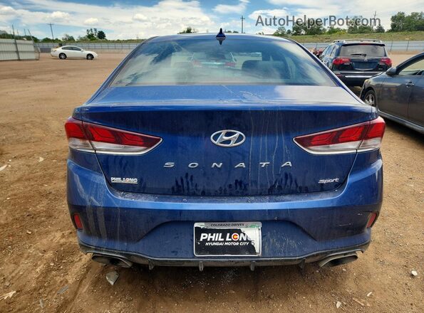 5NPE34AF6JH672964 2018 HYUNDAI SONATA Blue Widok z tyłu