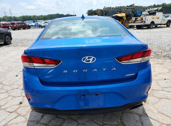 5NPE34AF7JH607931 2018 HYUNDAI SONATA Blue უკანა ხედი