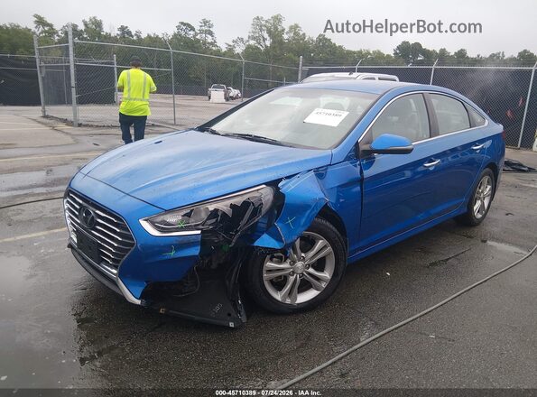5NPE34AF7JH626835 2018 HYUNDAI SONATA Blue Առջևի ձախ երեք քառորդ տեսարան