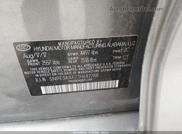 5NPE34AF7JH642288 2018 HYUNDAI SONATA Gray Շարժիչի բաժամունքի տեսք