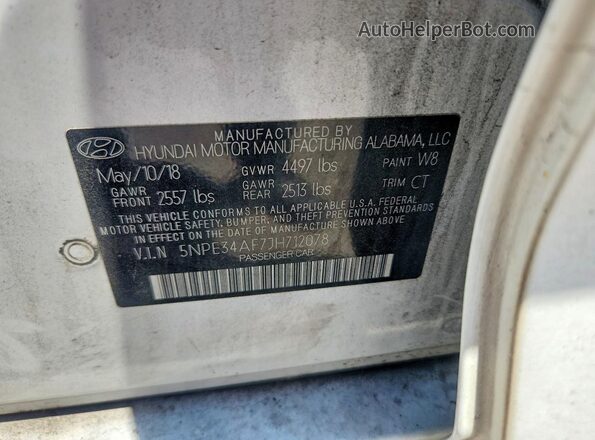 5NPE34AF7JH712078 2018 HYUNDAI SONATA White Engine compartment view