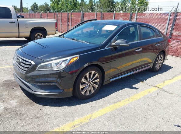 5NPE34AF8GH399017 2016 HYUNDAI SONATA Black Vista tres cuartos delantera izquierda
