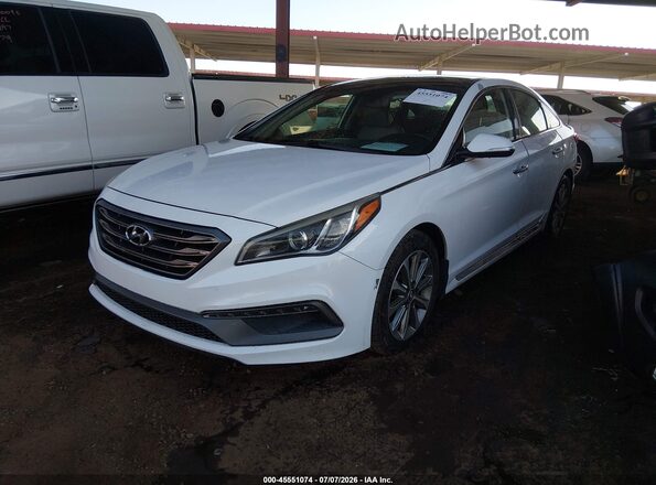 5NPE34AF8GH428547 2016 HYUNDAI SONATA White Առջևի ձախ երեք քառորդ տեսարան