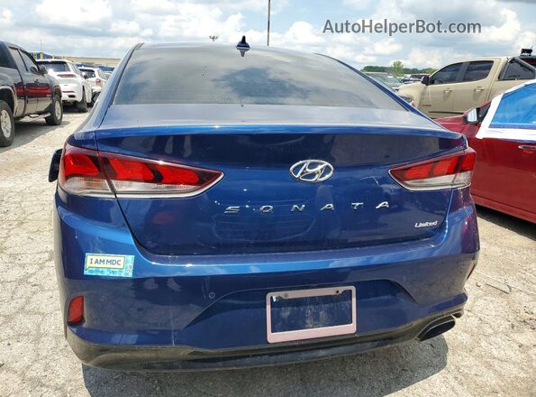 5NPE34AF8JH609056 2018 HYUNDAI SONATA Blue Rear view