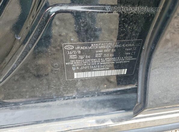 5NPE34AF8JH725051 2018 HYUNDAI SONATA Black Engine compartment view