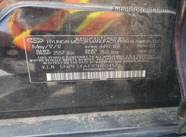 5NPE34AF9JH604576 2018 HYUNDAI SONATA Black Շարժիչի բաժամունքի տեսք