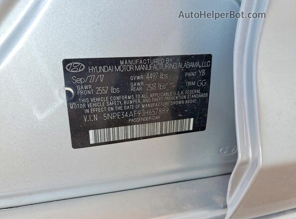5NPE34AF9JH657889 2018 HYUNDAI SONATA Silver Widok komory silnika
